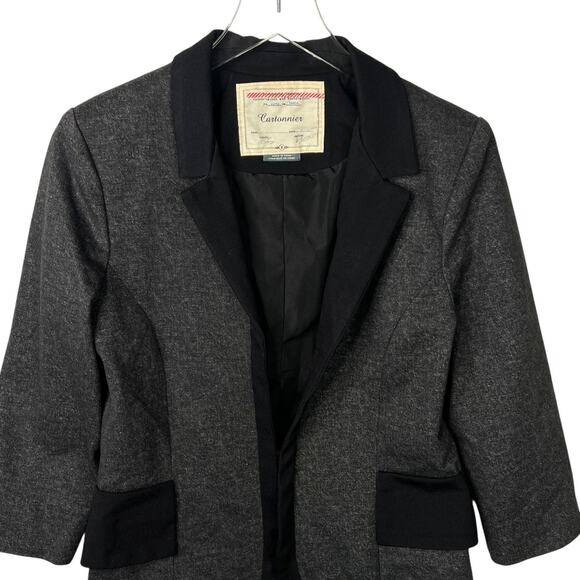 Cartonnier Anthropologie Hadley Tuxedo Jacket Peplum Blazer Charcoal Gray 10 - Picture 4 of 8
